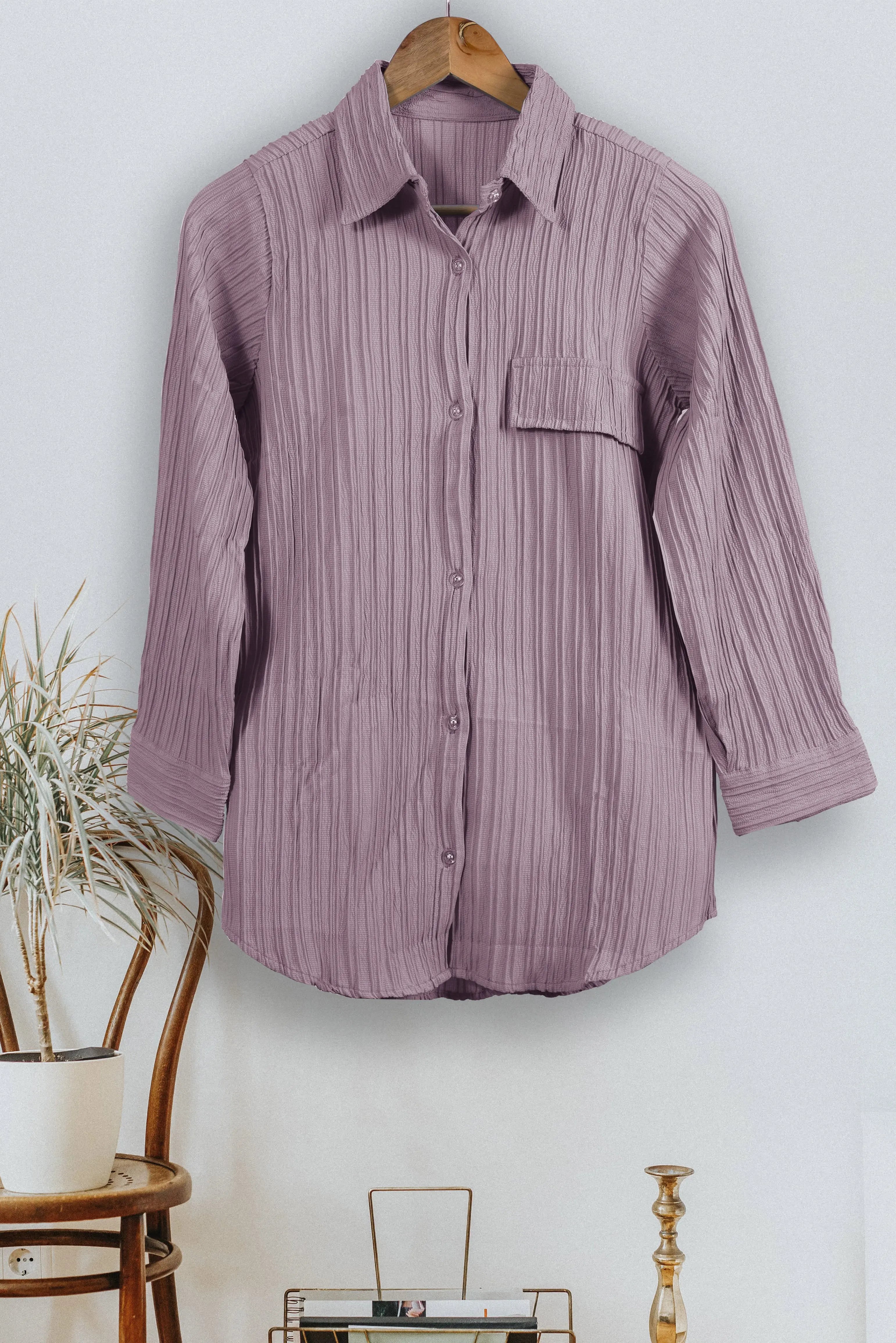 Pink collar neck shirt for women