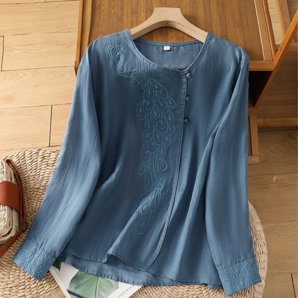 Vintage-inspired cotton top for women - front view