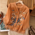 Embroidered cotton top for women - front view