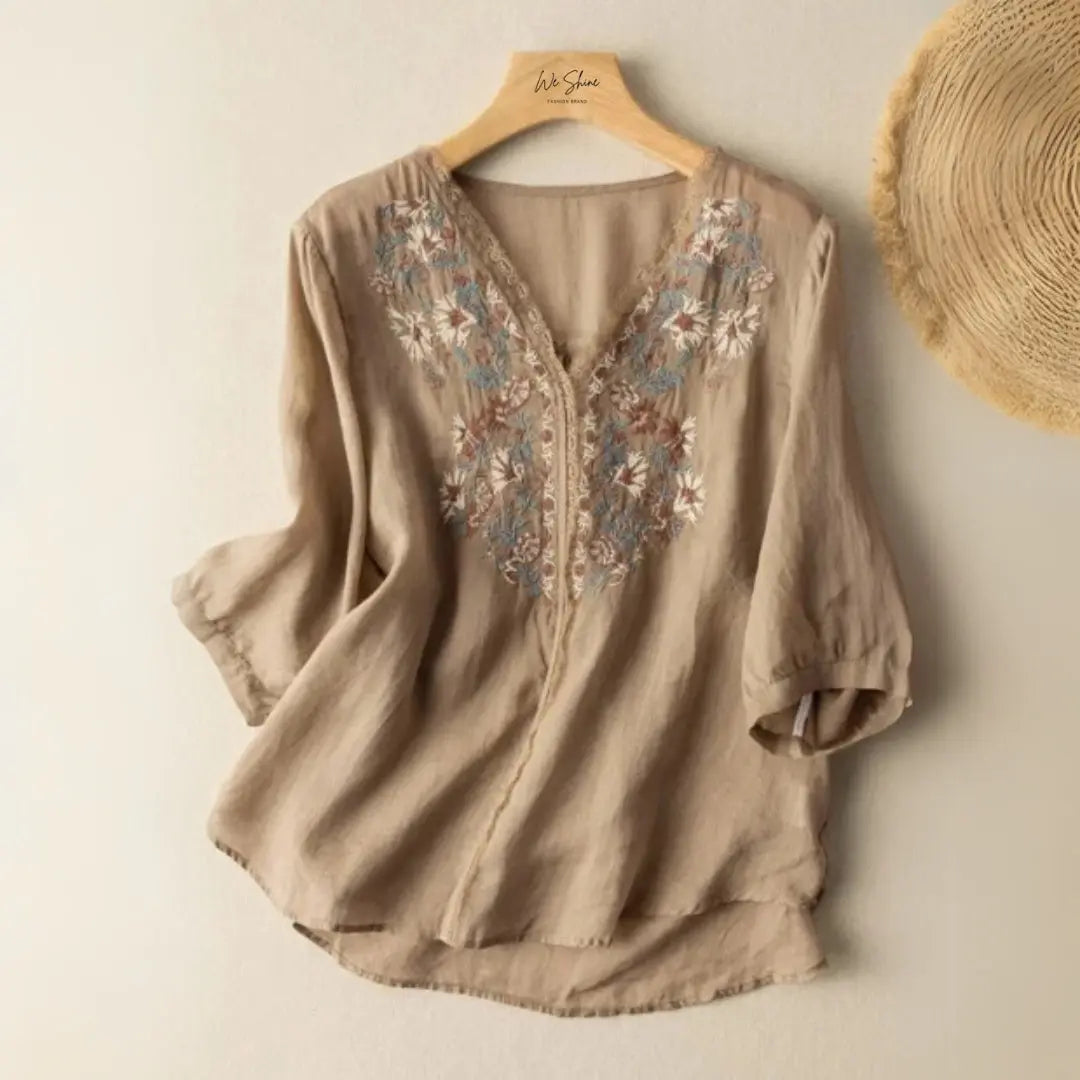 Heavy embroidered rayon tunic for women - back view
