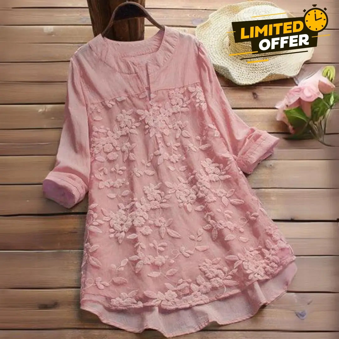 Embroidered cotton tunic for women - back view