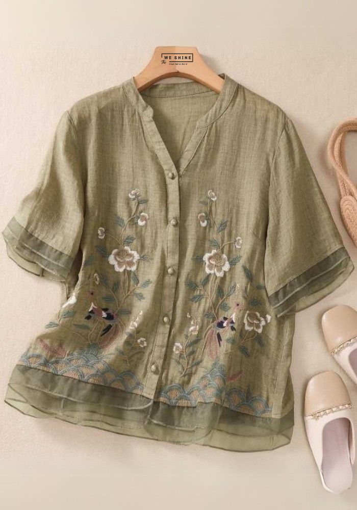 Embroidered cotton top for women - color options