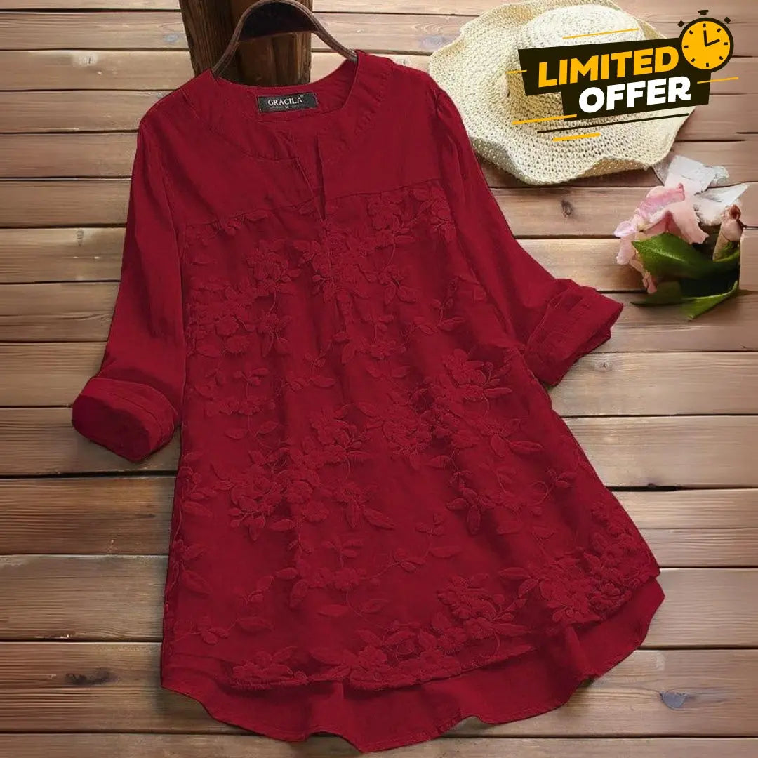 Embroidered cotton tunic for women - styled look 1