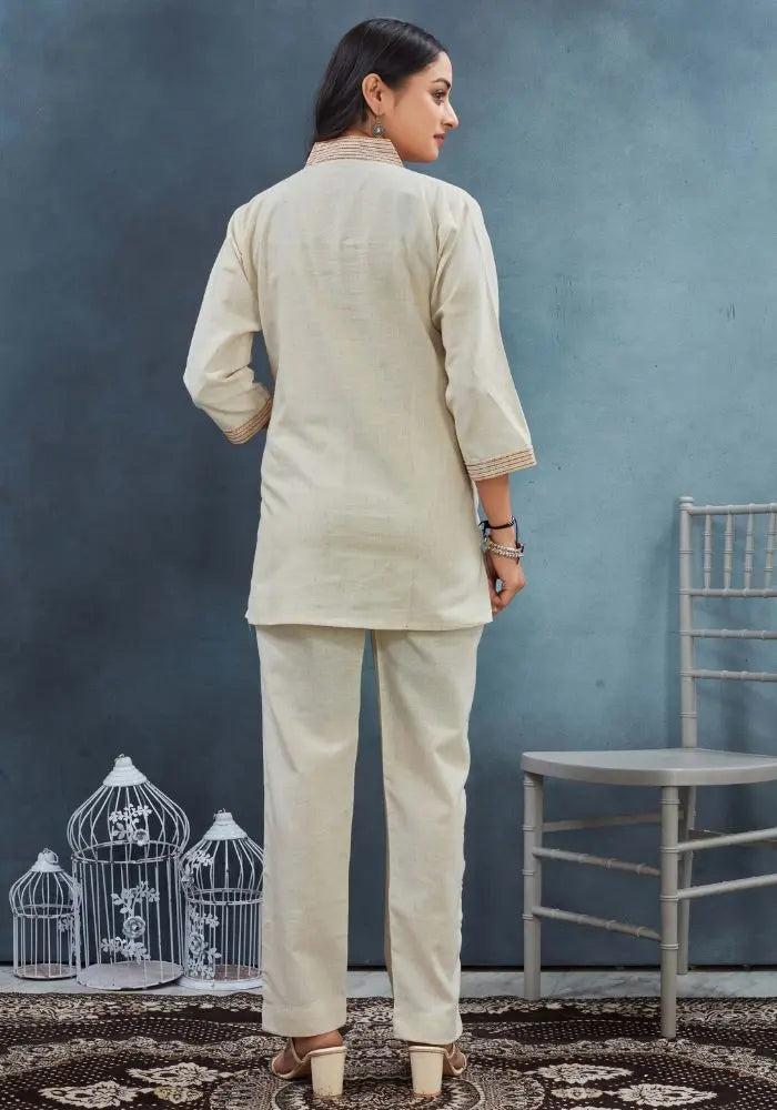 Flamingo embroidered kurta set - full look