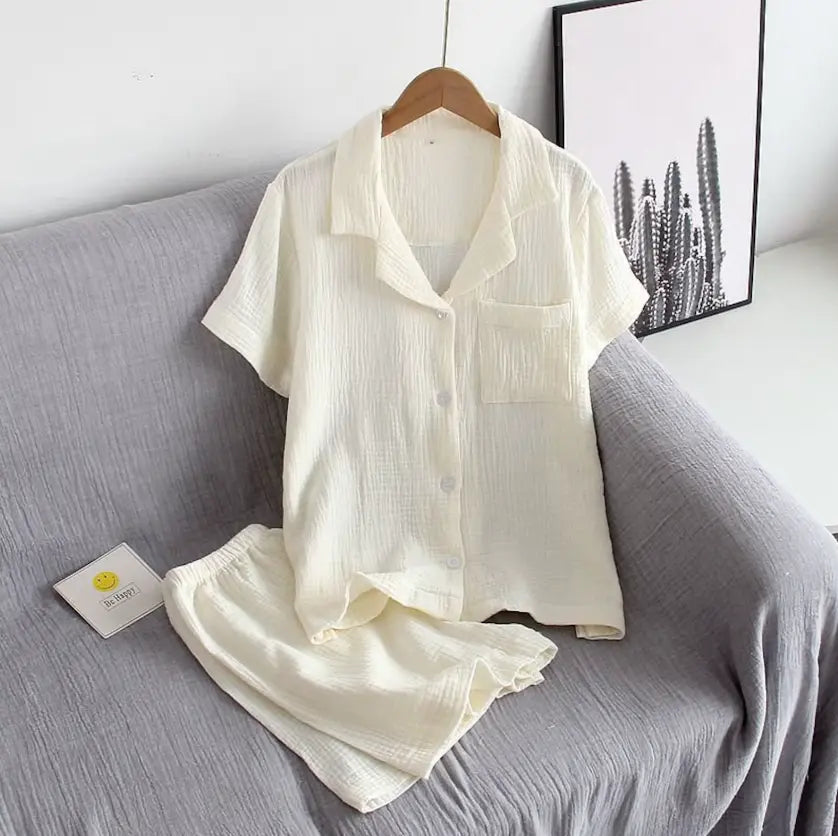 Cotton co-ord set for women - white colorway