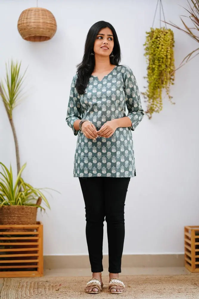 Green floral top for women - styled look