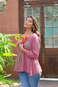 Gajari rayon tunic with handwork detailing for women
