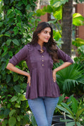Onion-pink heavy rayon tunic for women
