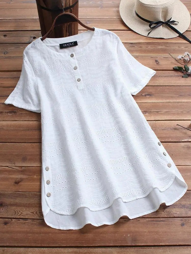 Heavy chikankari cotton tunic for women - front view
