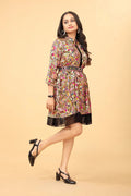 Printed fit and flare cotton tunic for women - front view