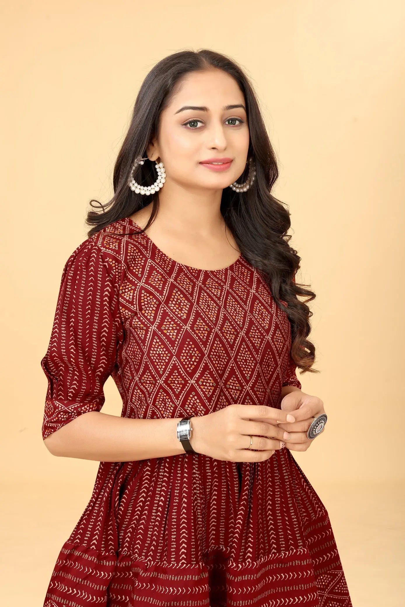 Chanderi cotton tunic for women - print detail