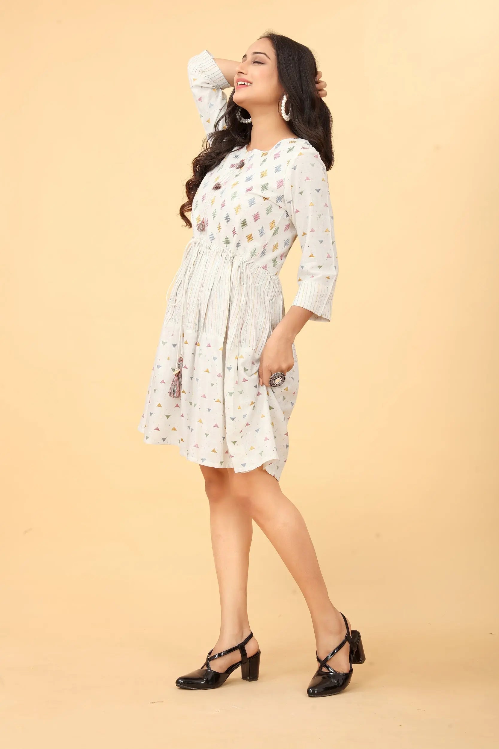 White rainbow tunic for women - back view