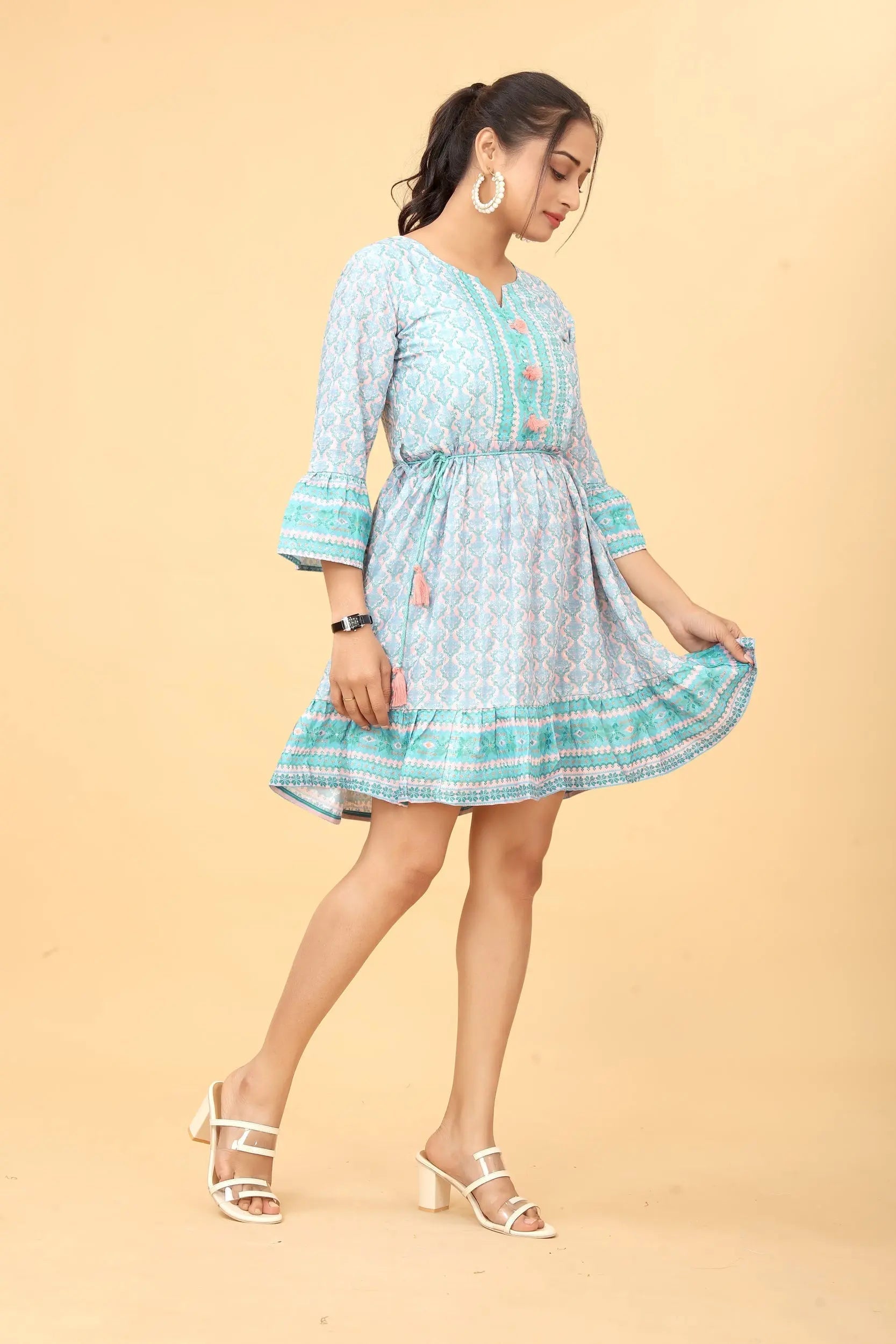 Cotton print tunic for women - back view