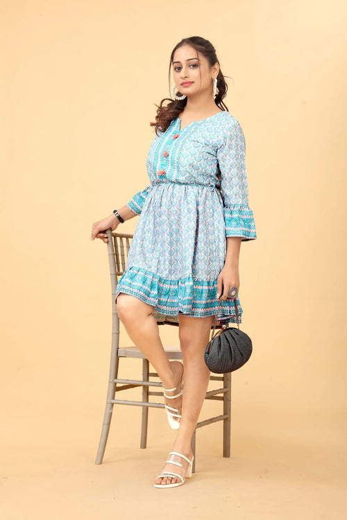 Chifli print tunic for women - fabric detail
