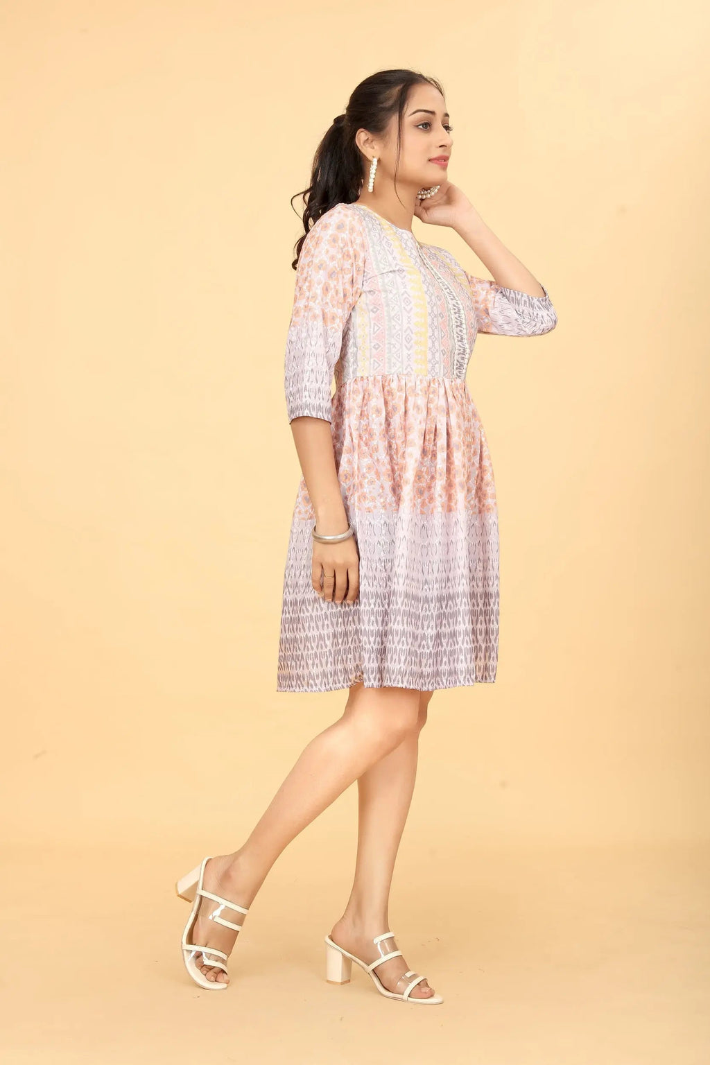 Lace print tunic for women - styled look