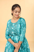Rama teal shibori mini dress tunic for women - front view