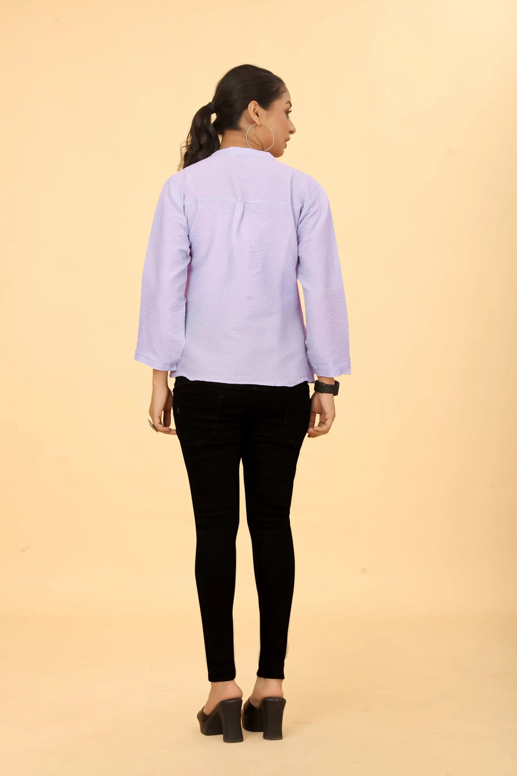 Lavender cotton tunic for women - fabric close-up