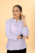 Lavender popcorn cotton tunic for women - front view