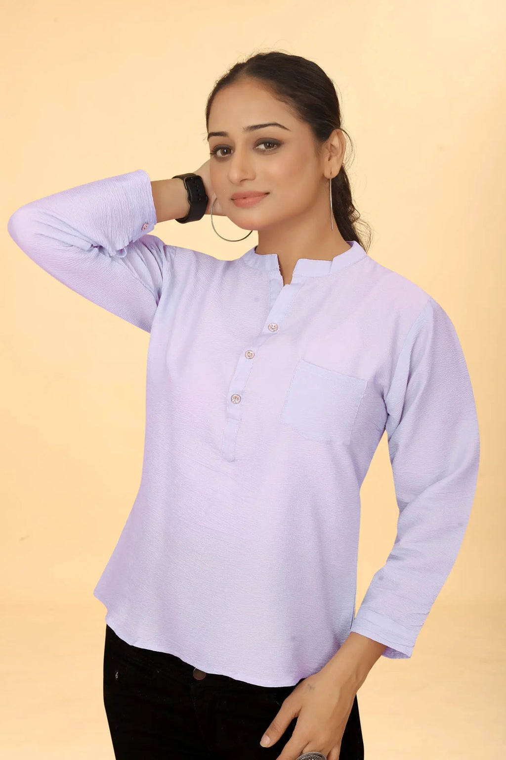 Lavender cotton tunic for women - back view