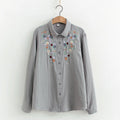 Floral embroidered cotton shirt for women - back view
