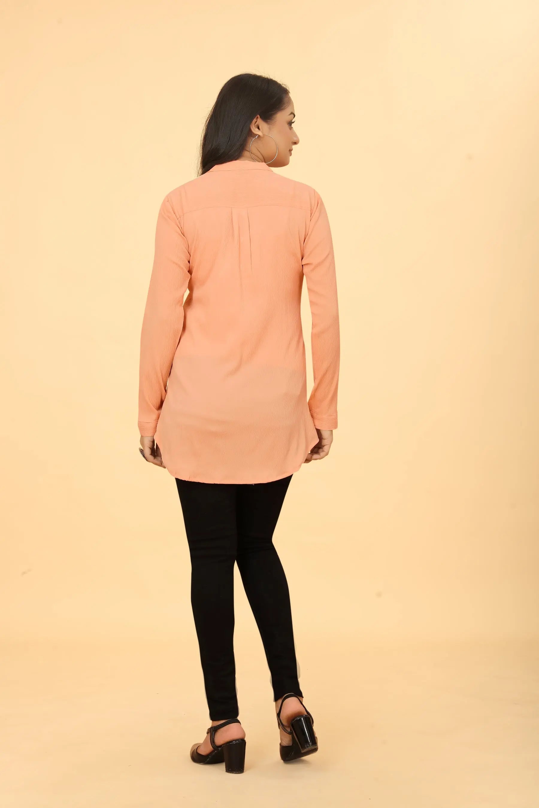 Peach cotton tunic for women - back view