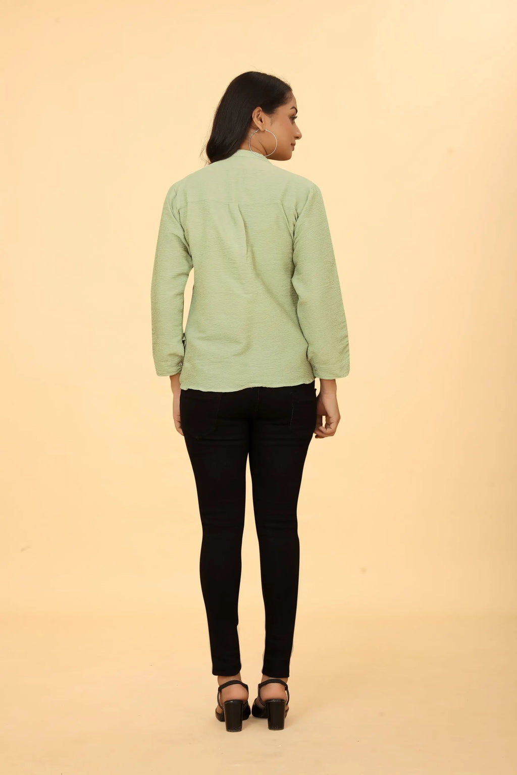 Pista green cotton tunic for women - back view