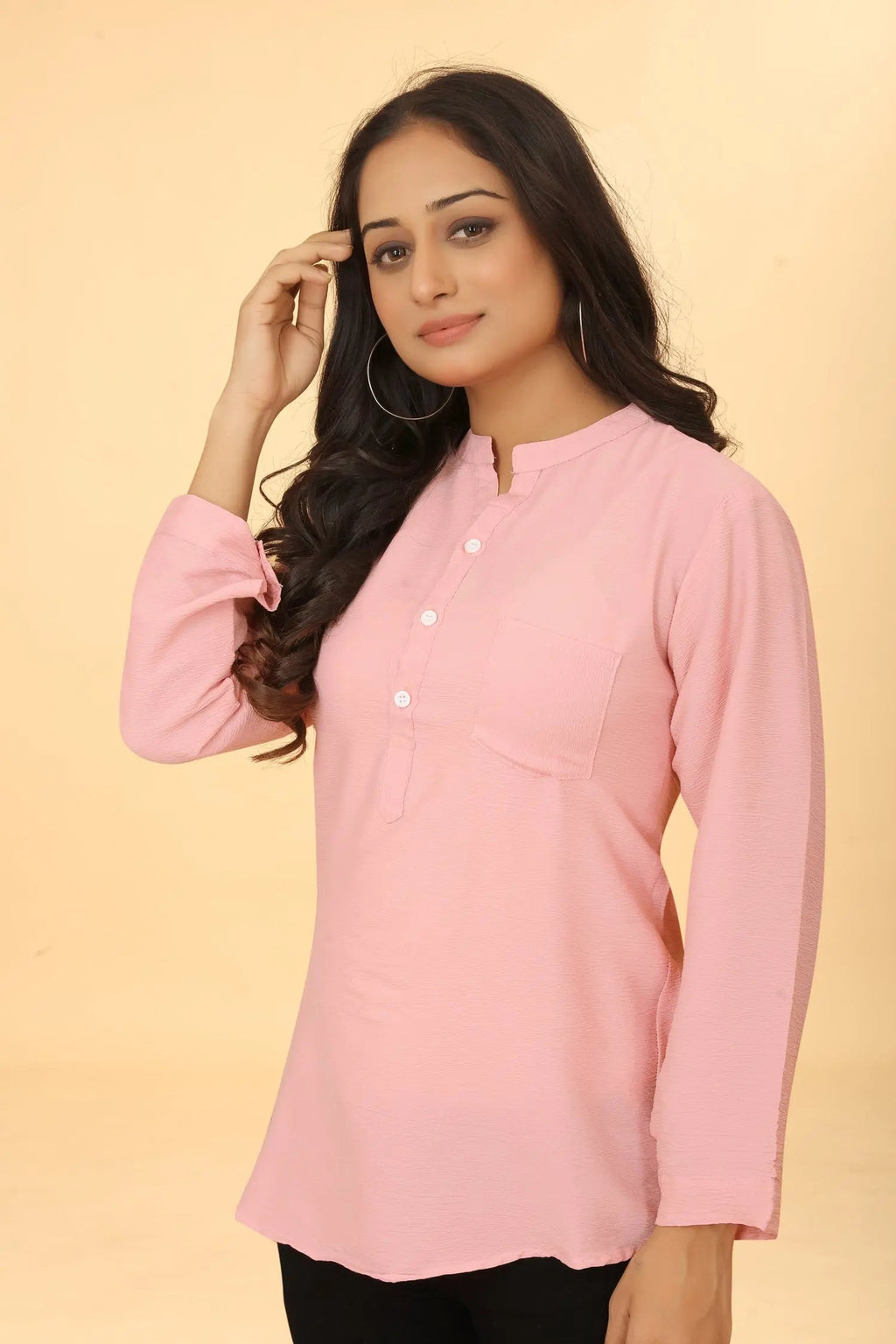 Pink cotton tunic for women - styled look