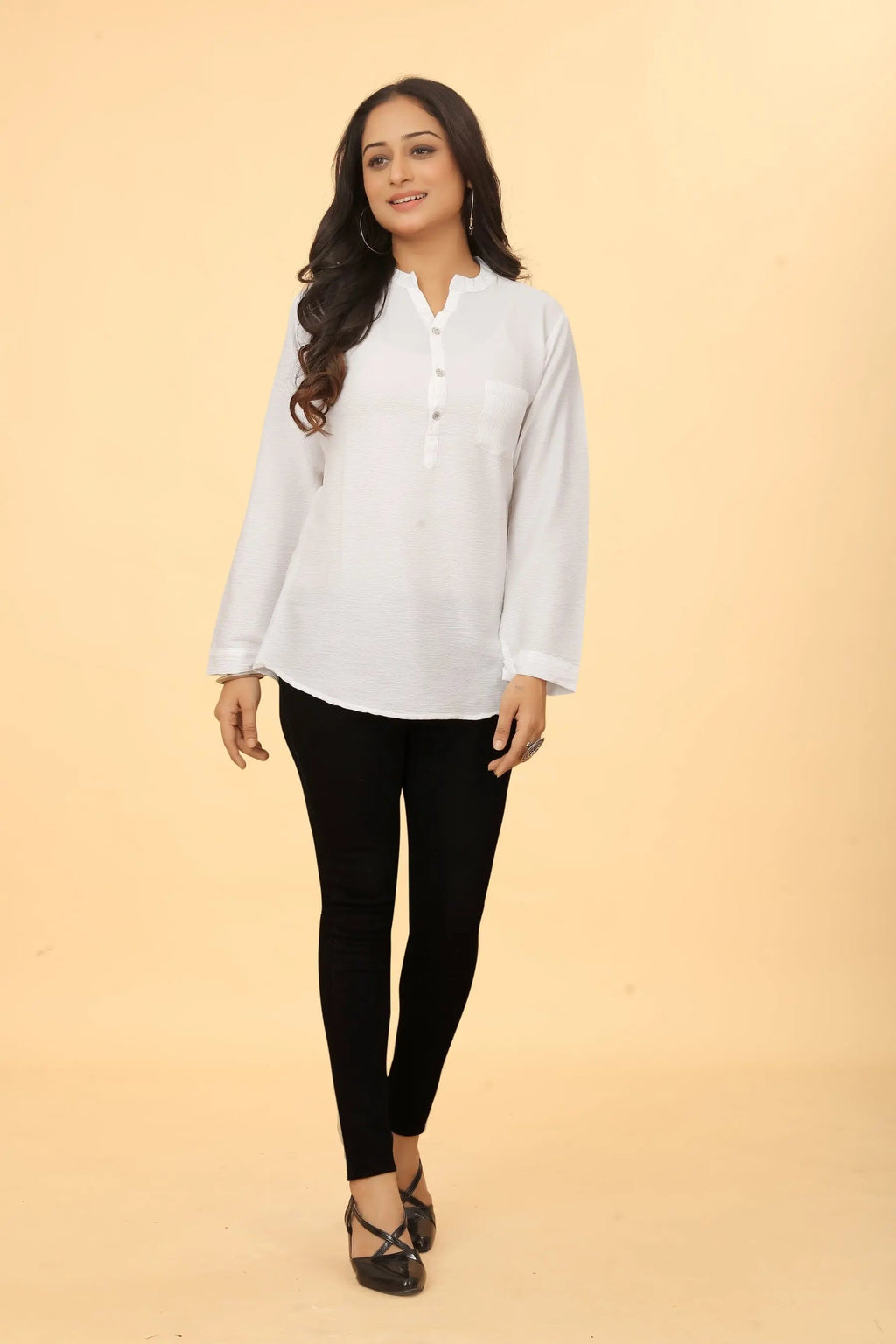 White cotton tunic for women - side view
