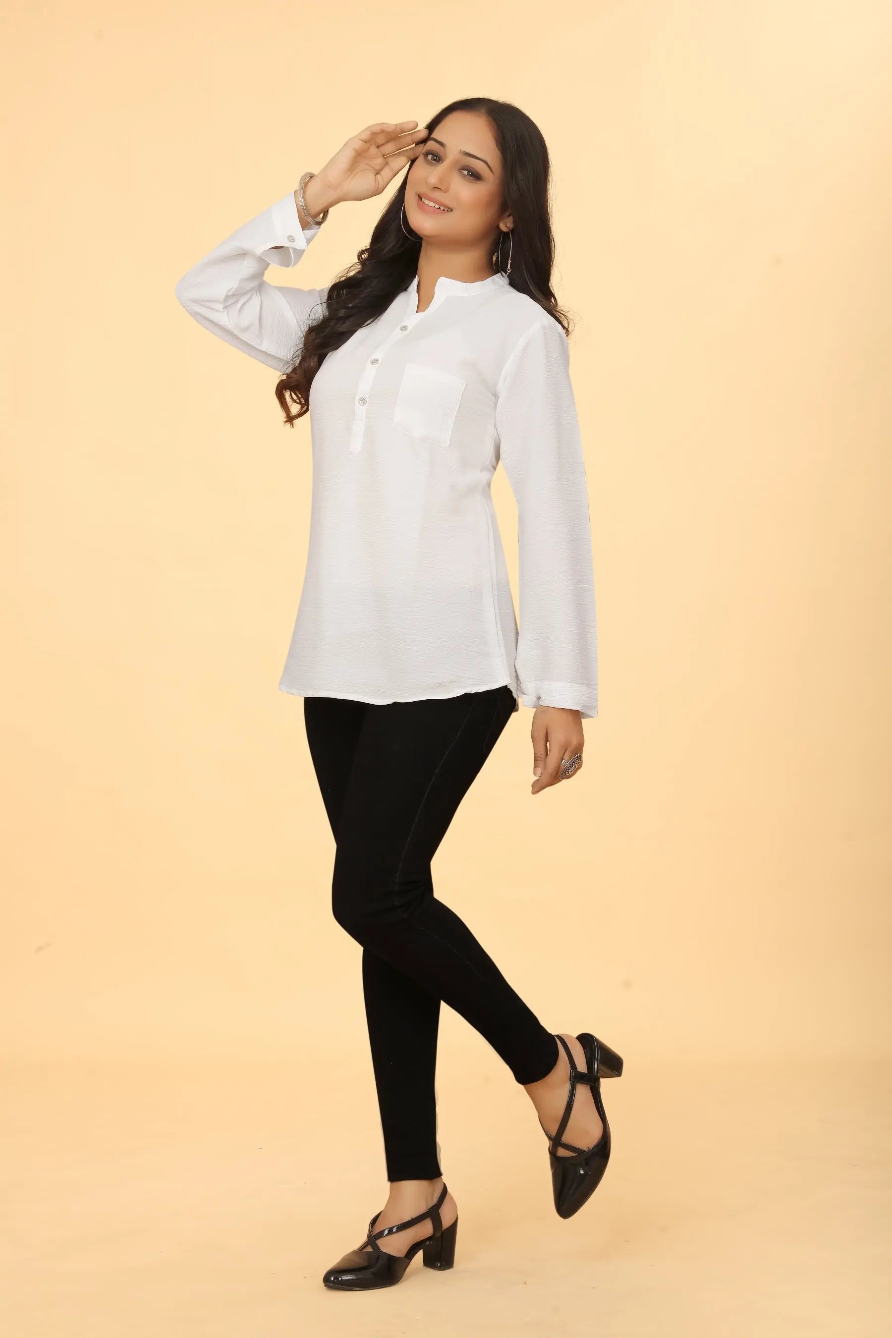 White cotton tunic for women - back view
