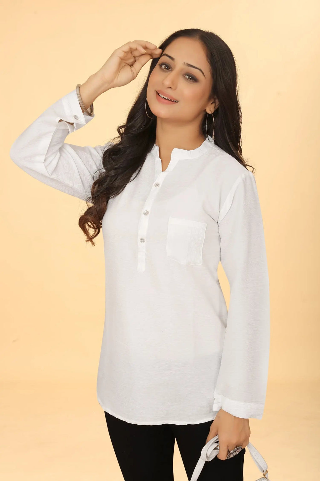 White cotton tunic for women - styled look