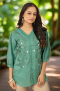 Embroidered pullover top for women - back view