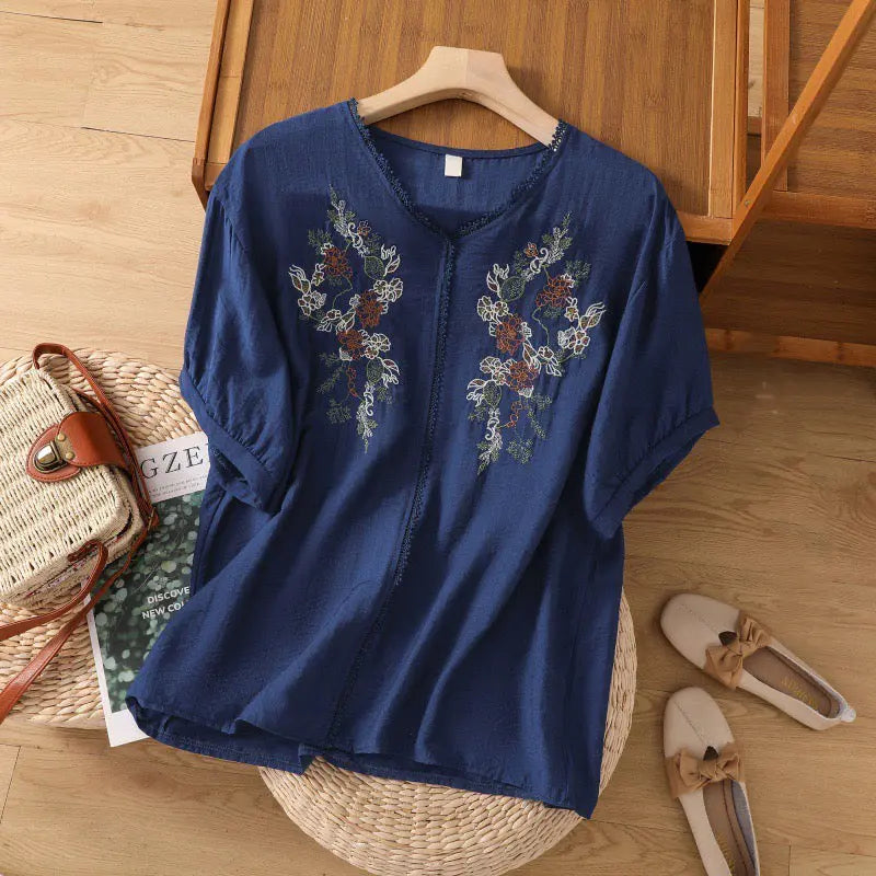 Embroidered rayon tunic for women - embroidery detail