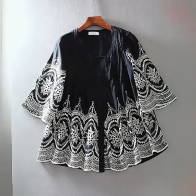 Chikankari cotton tunic for women - close-up