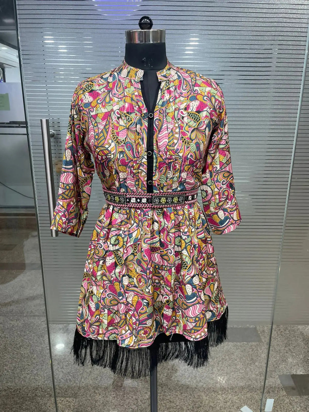 Heavy cotton printed tunic for women - front view